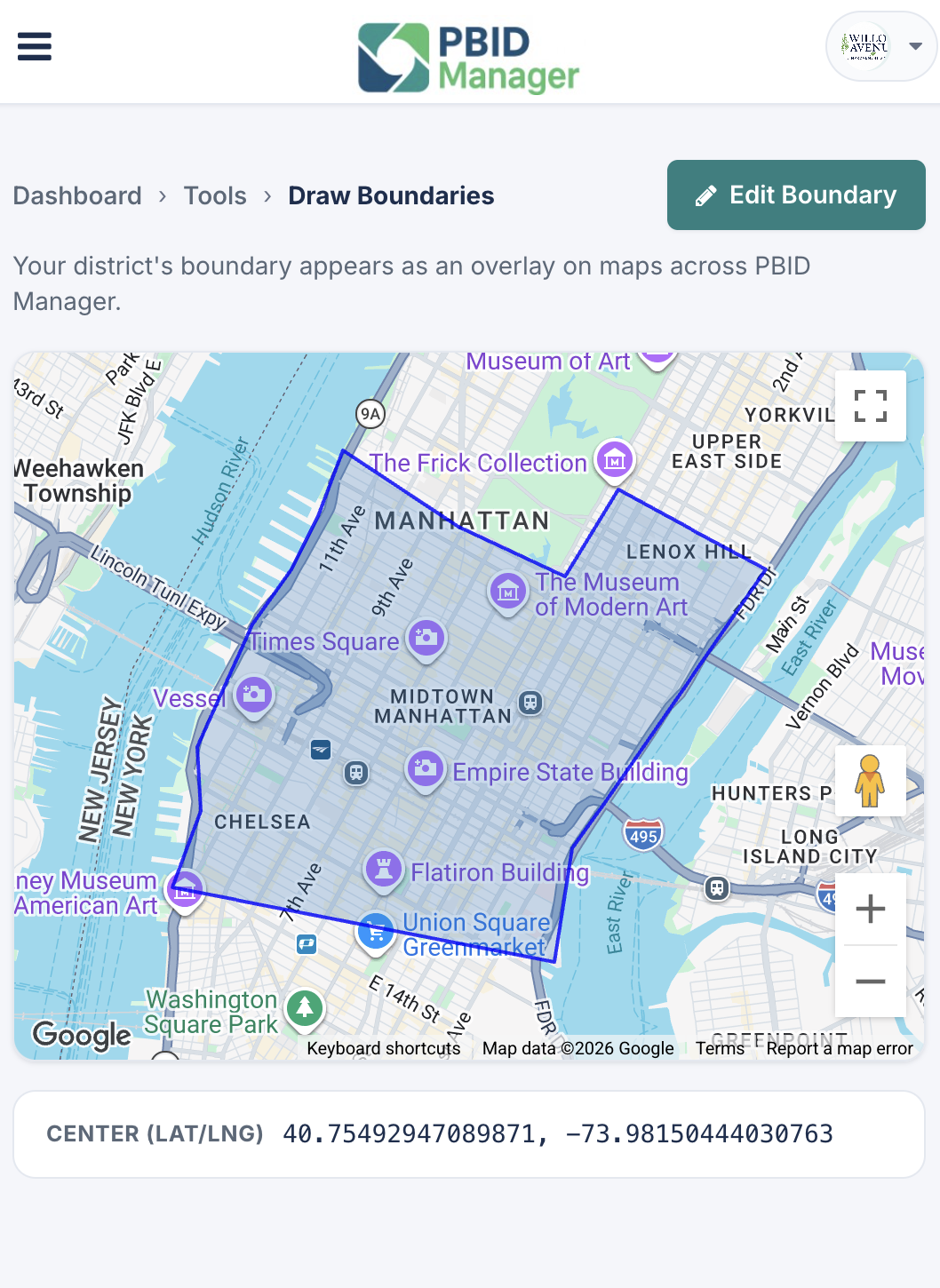 PBID Manager Mobile District Boundaries