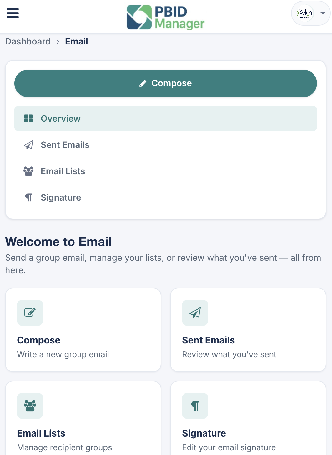 PBID Manager Mobile Email